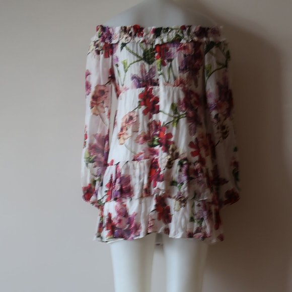 INTERMIX FLORAL RUFFLED OFF-THE-SHOULDER DRESS S* - Picture 5 of 8
